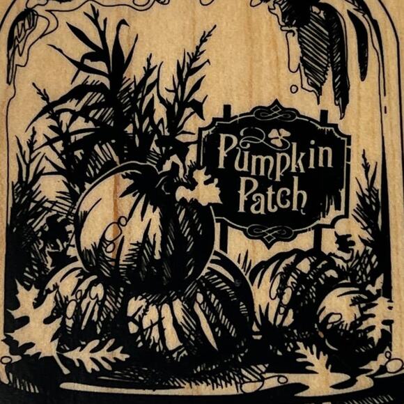 Rubber Pumpkin Patch Stamp Glass Cloche Fall Autumn Seasonal Crafting 4" X 4" - Picture 2 of 9